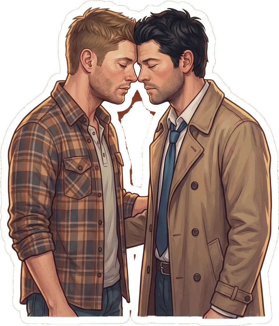 Dean and Castiel rest their foreheads together, finding peace and comfort in each other's quiet presence.