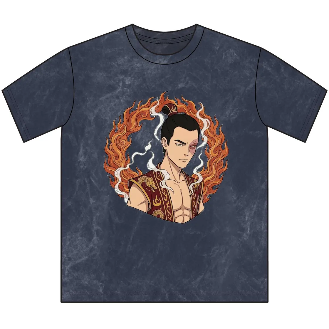 Zuko channels his inner fire to summon a powerful swirling dragon in a classic retro illustration style., view 7