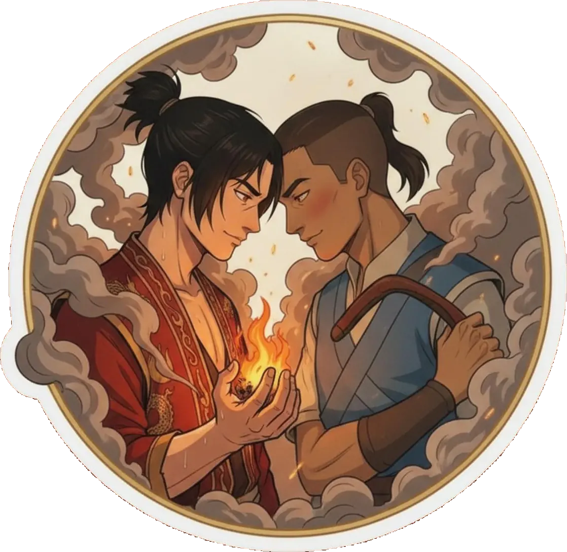 Zuko and Sokka share a soft, private moment of quiet affection as their long slow burn finally ignites.