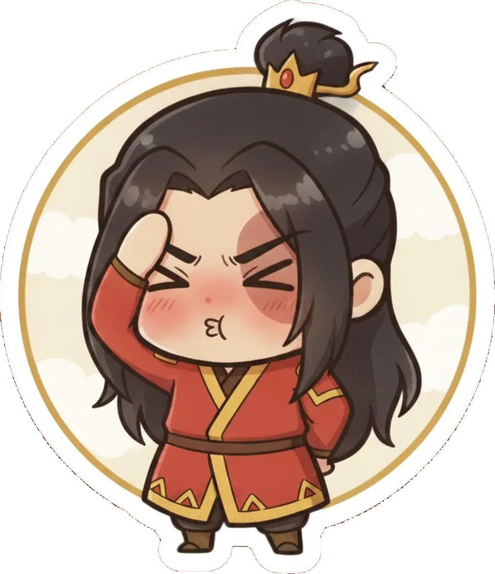 Zuko turns his face away with a deep blush spreading across his cheeks in a moment of embarrassment.