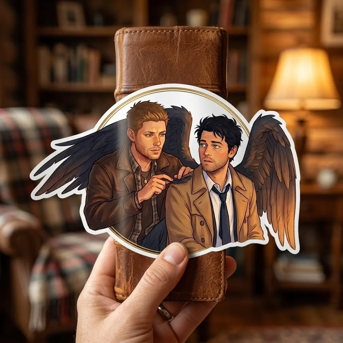 Dean gently and patiently smooths out ruffled feathers while tending to the dark, massive wings of his favorite angel., view 3