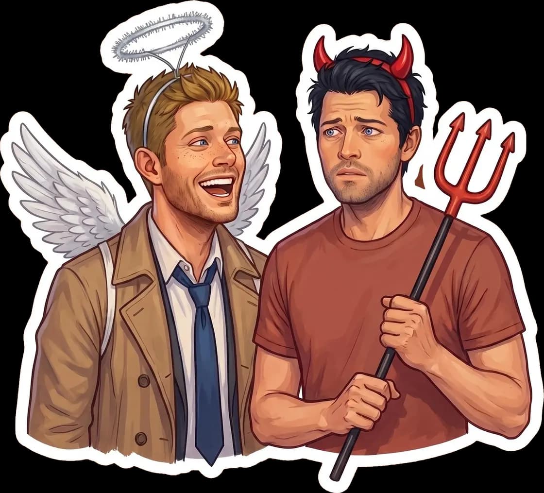 Dean and Cas pull off a clever Halloween costume swap by dressing as a devil and an angel.