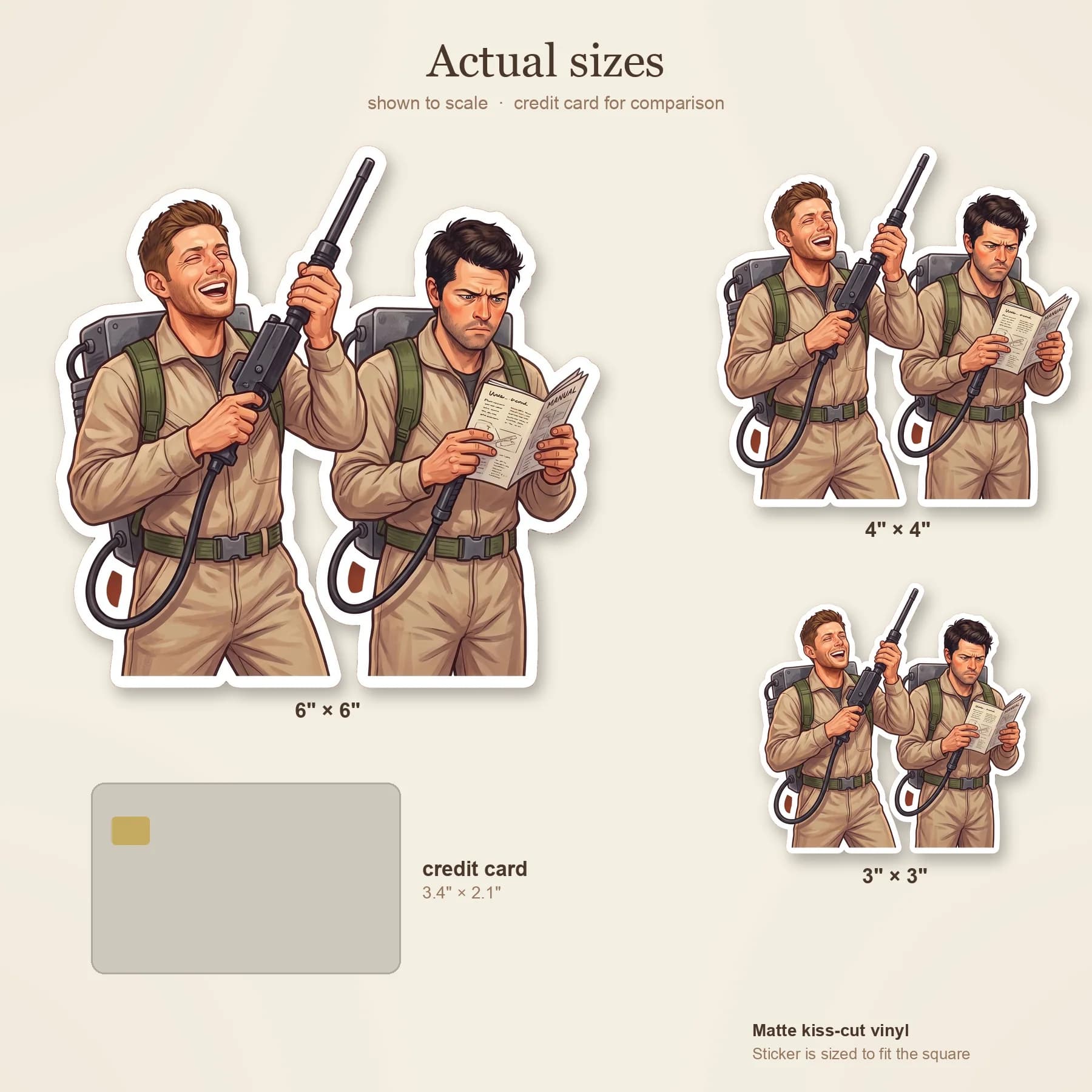 Dean and Castiel suit up in iconic jumpsuits and proton packs for a fun cinematic ghost hunting Halloween., view 3