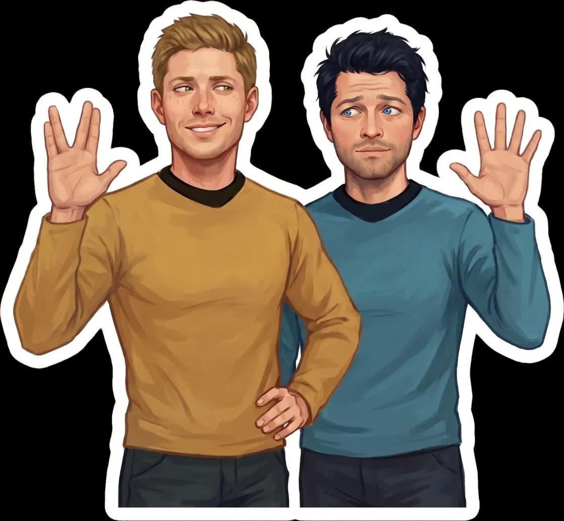 Castiel dresses as a brave starship captain while carefully practicing the iconic Vulcan salute for his Halloween costume.