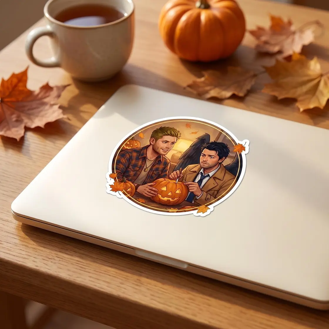 Build your own collection of cozy autumn moments featuring Dean and Castiel enjoying the crisp fall weather., view 4