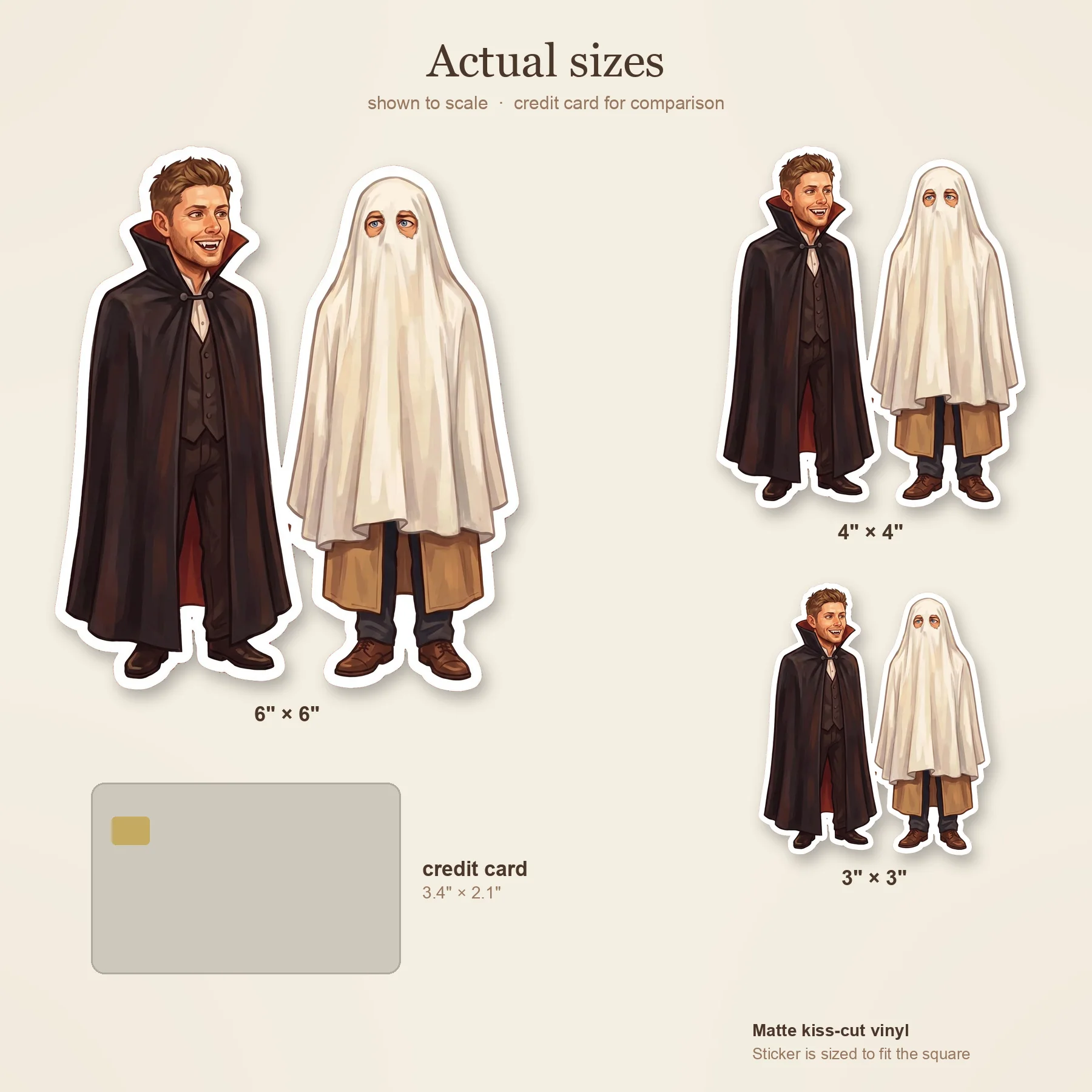 Dean dresses as a classic vampire while Castiel goes the simple route as a spooky white sheet ghost., view 3