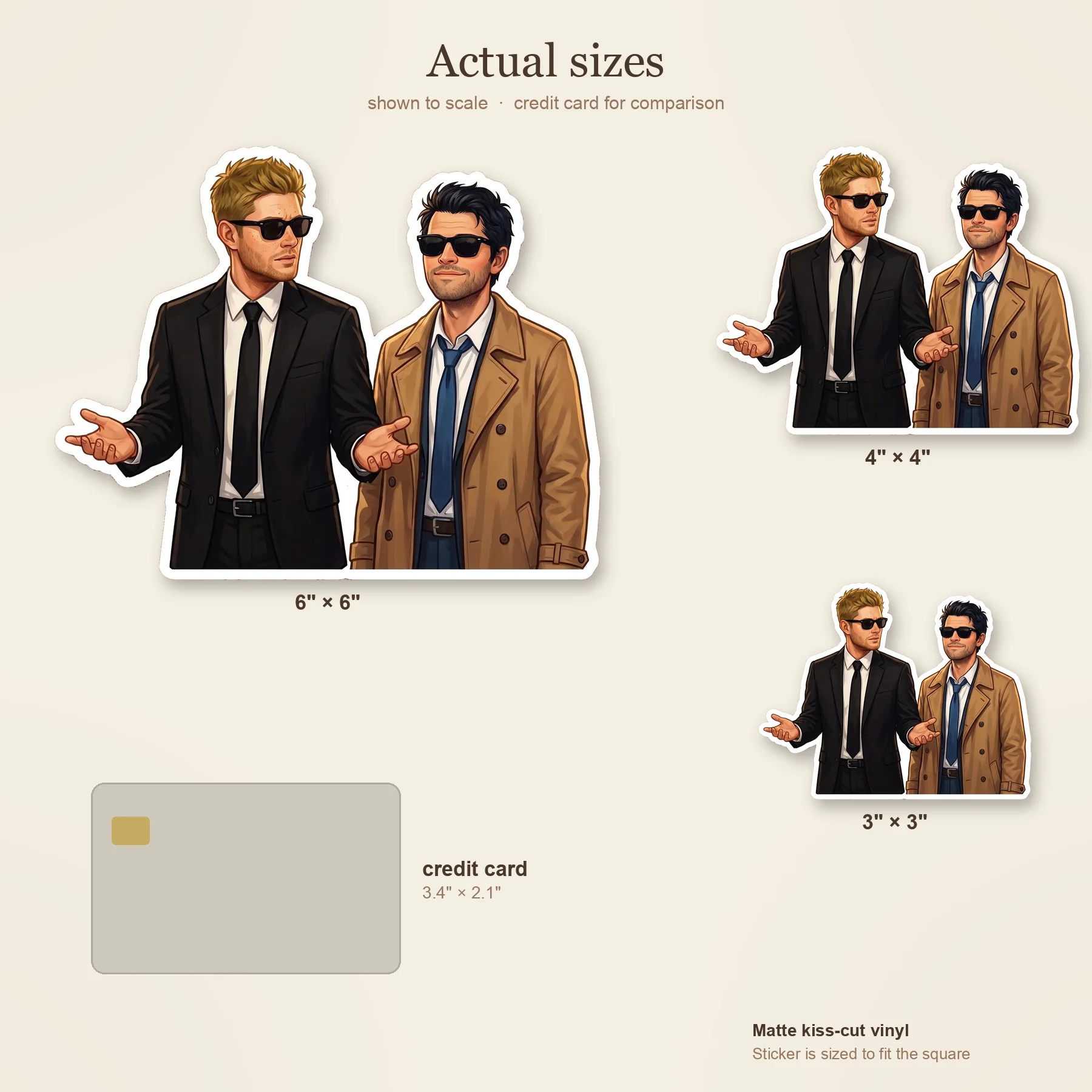 Dean and Castiel don matching sharp black suits and sunglasses for a classic undercover agent Halloween costume., view 3