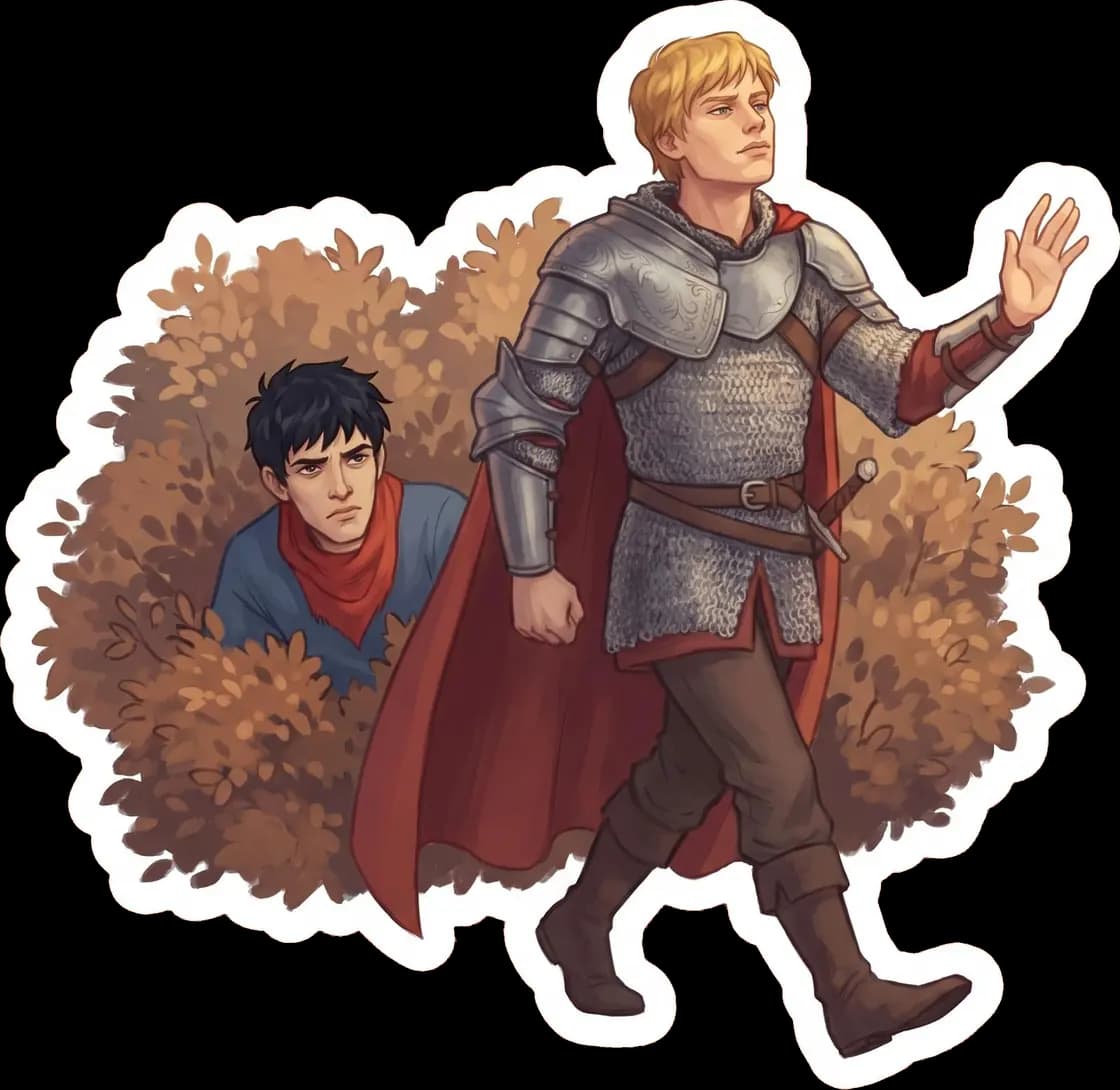 Arthur dramatically insists on traveling solo while Merlin simply follows him into the woods anyway.