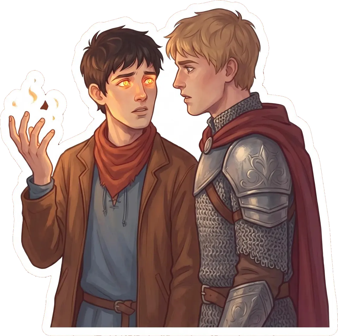 Merlin finally shows his true self as his eyes glow gold before a stunned and emotional Arthur.