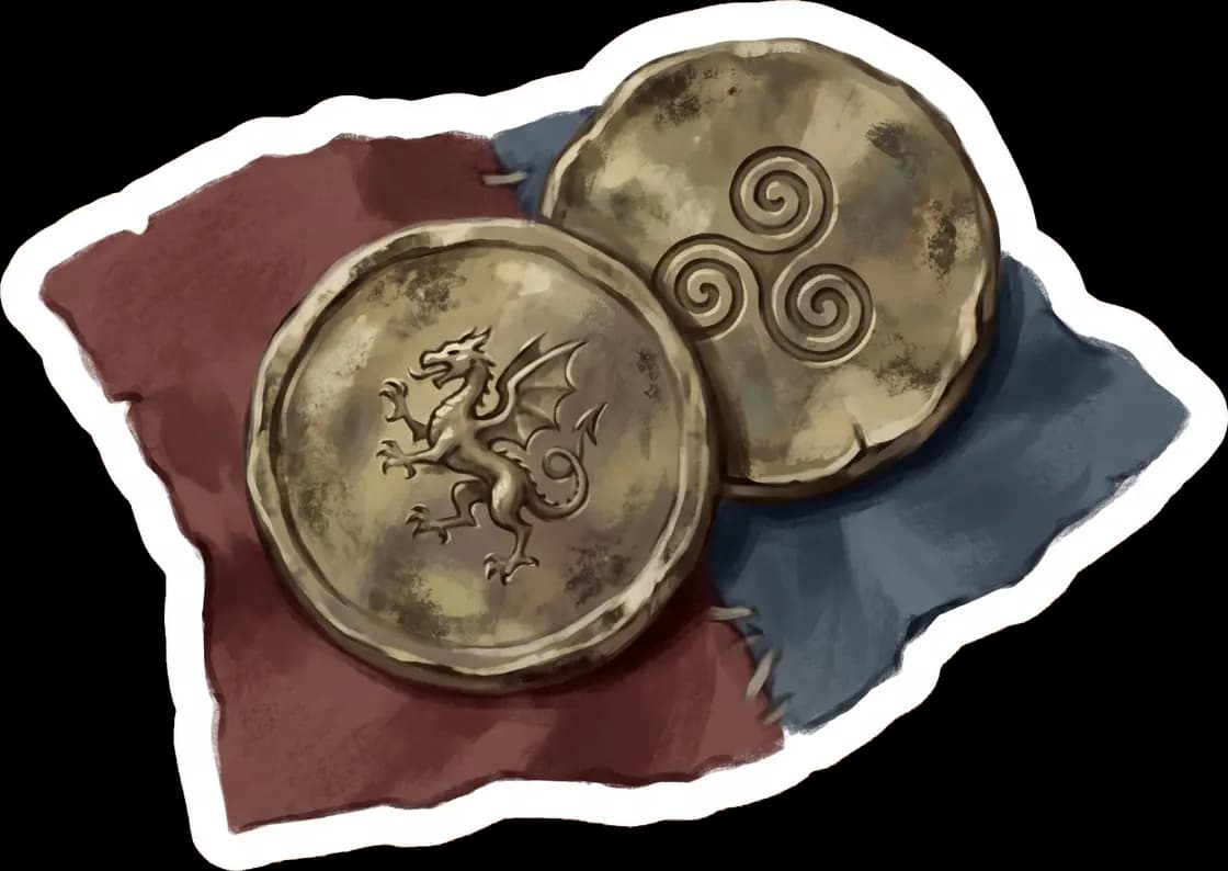 A majestic dragon and a druid triskelion intertwine to represent two halves of a legendary destiny.