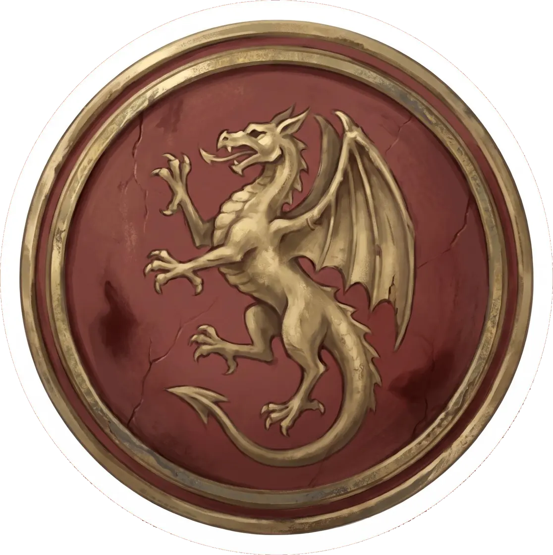 The golden dragon of the Pendragon crest stands proud as a symbol of Camelot and its king.