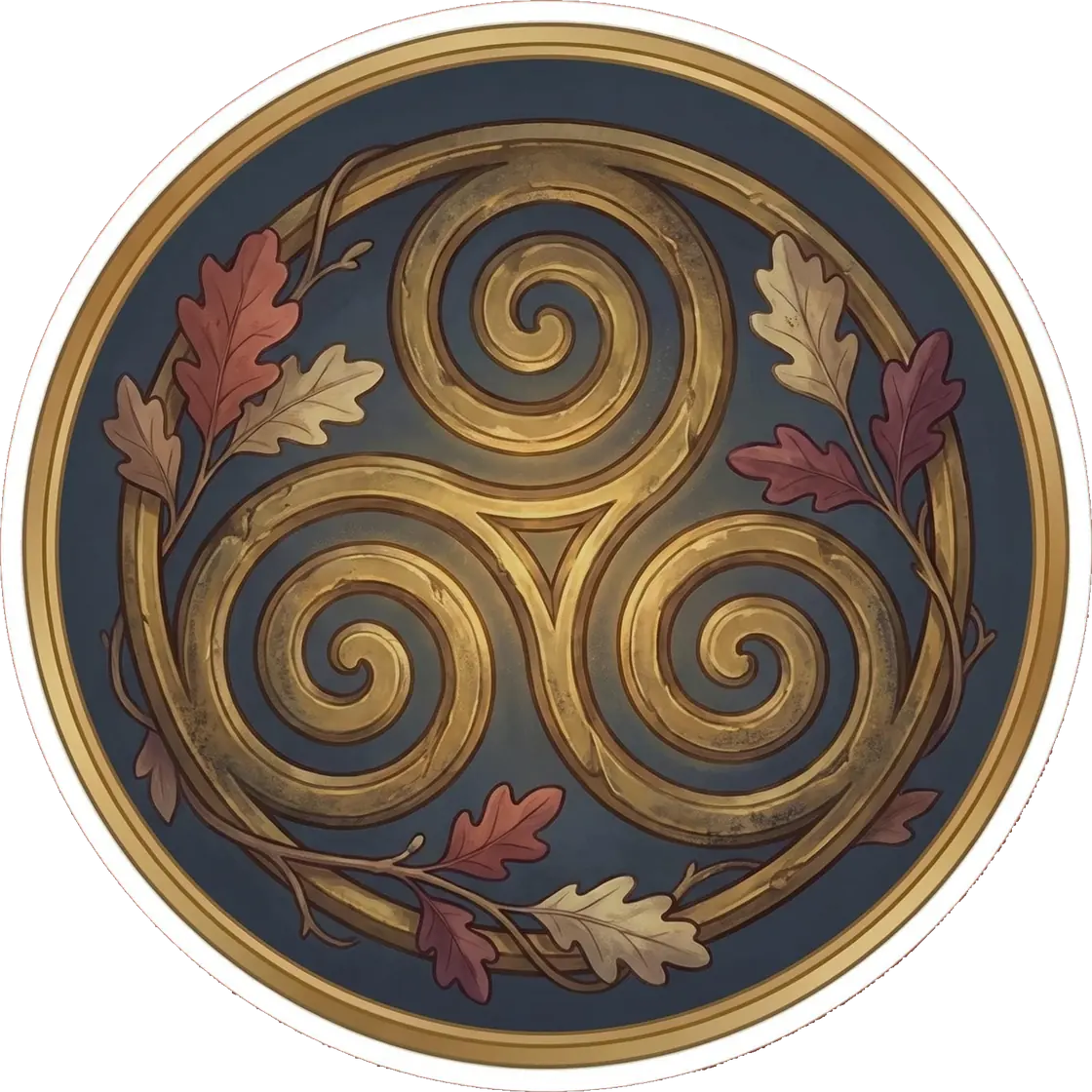 The ancient druid triskelion features three spiraling arms symbolizing the profound magic of the Old Religion.