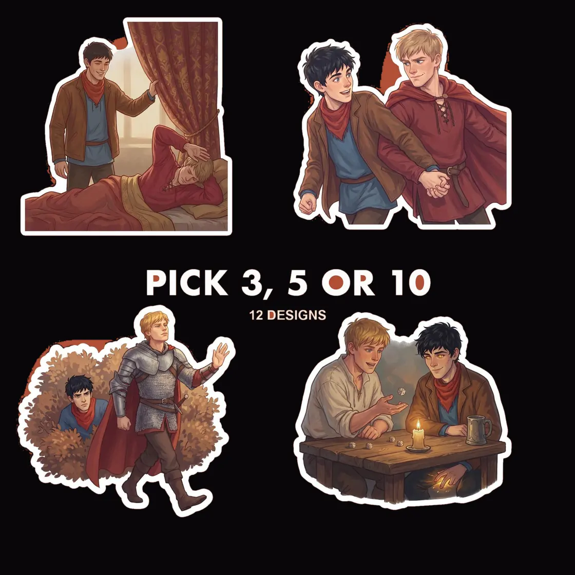 Choose your favorite humorous moments from Camelot to build a customized assortment of scenes.