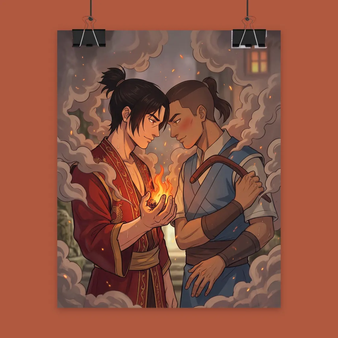 Zuko and Sokka share a soft and hesitant glance that clearly captures the developing affection between the two friends., view 2
