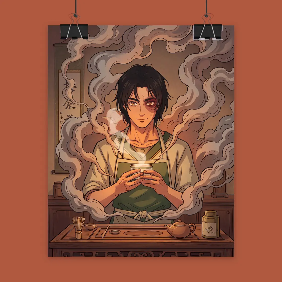 Zuko finds a moment of true peace while carefully brewing a pot of tea at the Jasmine Dragon., view 2