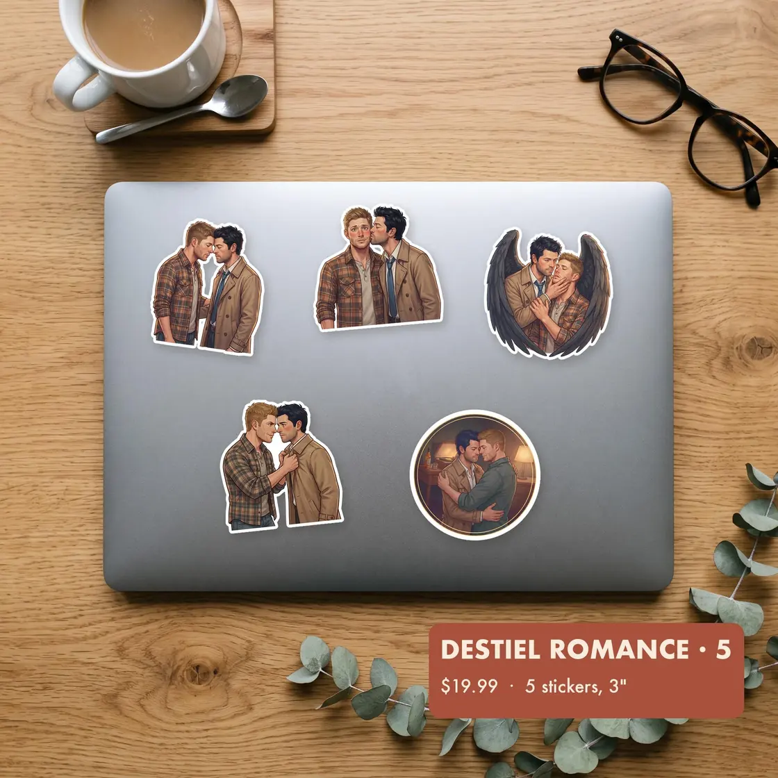 A tender five-piece assortment showcasing the deep affection and quiet romantic tension shared between Dean and Castiel., view 2