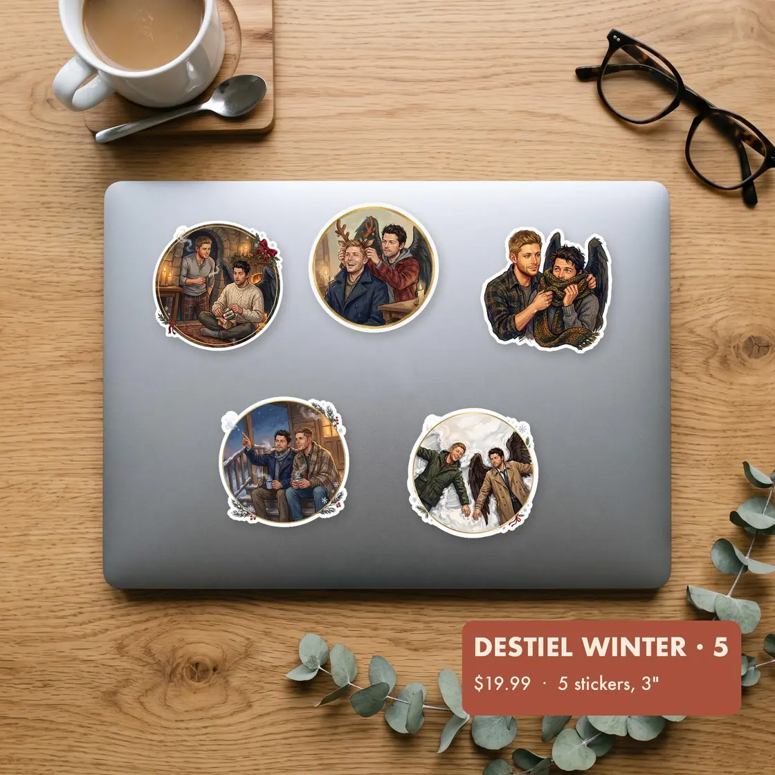 Dean and Castiel bundle up for a festive winter across a set of seasonal moments., view 2