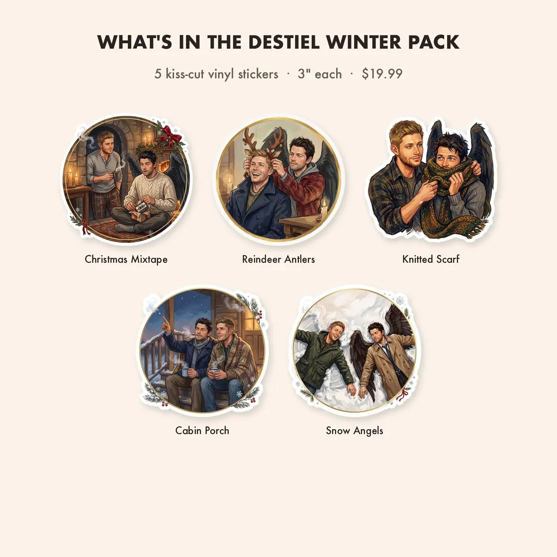 Dean and Castiel bundle up for a festive winter across a set of seasonal moments., view 3