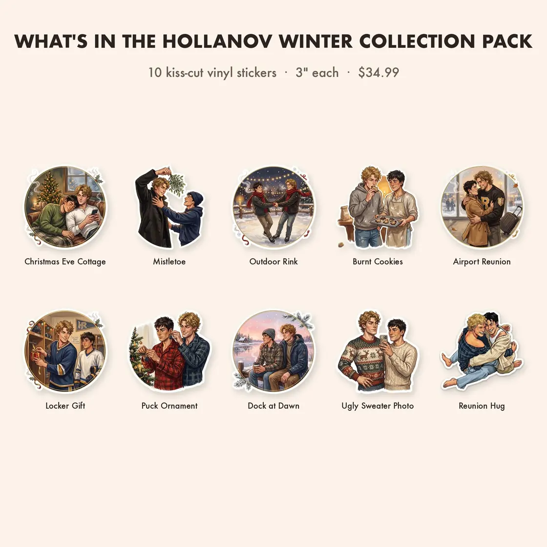 Ilya and Shane enjoy a romantic snowy getaway across a cozy collection of holiday scenes., view 3