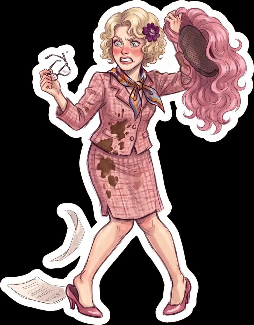 Effie looks utterly mortified as her normally pristine Capitol wig is knocked askew during a rather chaotic disaster.