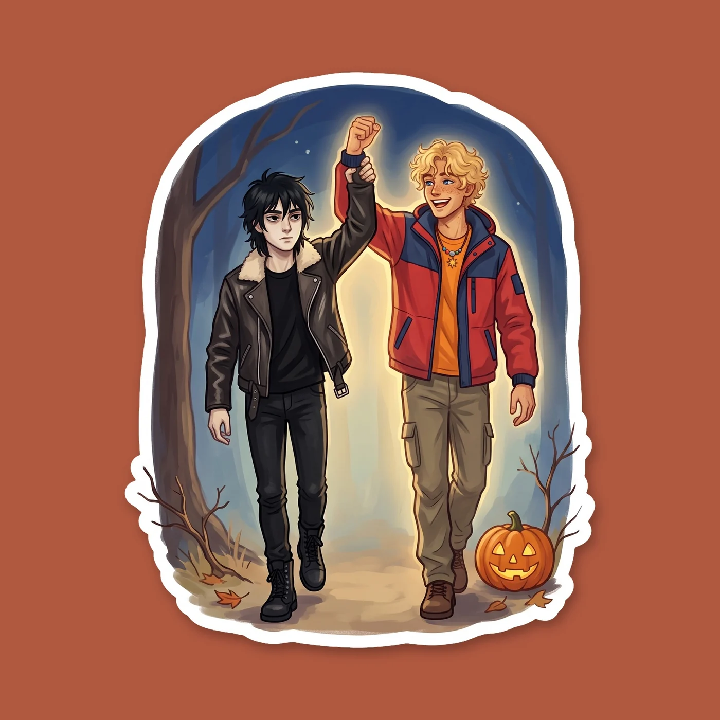 Will Solace uses his natural son of Apollo bioluminescence to act as a human lantern during a dark Halloween night walk. Nico looks on with a mixture of fondness and mild embarrassment at his glowing , view 2