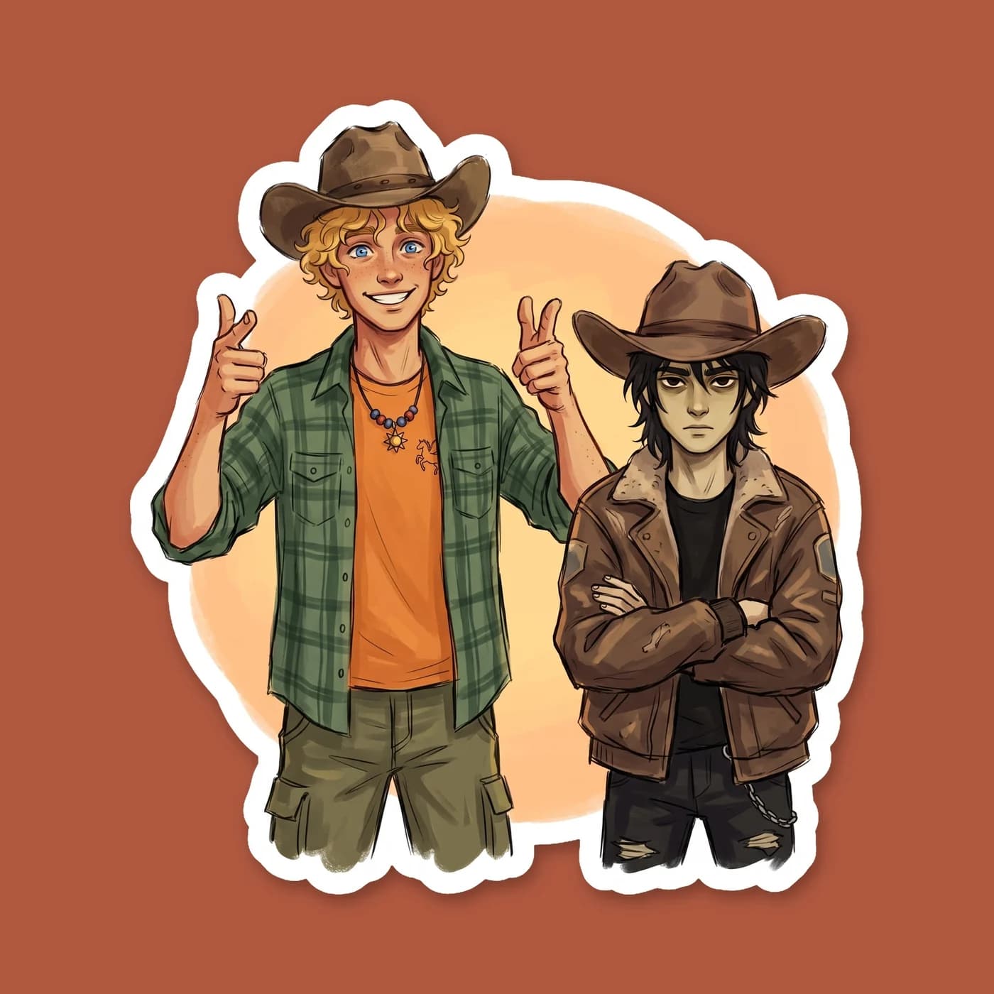 Will proudly wears his favorite Texas cowboy hat, and he has playfully placed a matching, slightly too big hat on Nico's head. Nico looks appropriately grumpy about the western aesthetic, but he refus, view 2