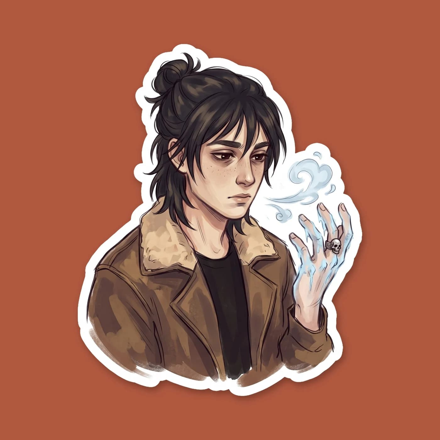 Frost creeps outward from Nico as his emotions trigger his chilling underworld powers. The design captures the delicate ice crystals forming around his hands, a physical manifestation of his sorrow an, view 2