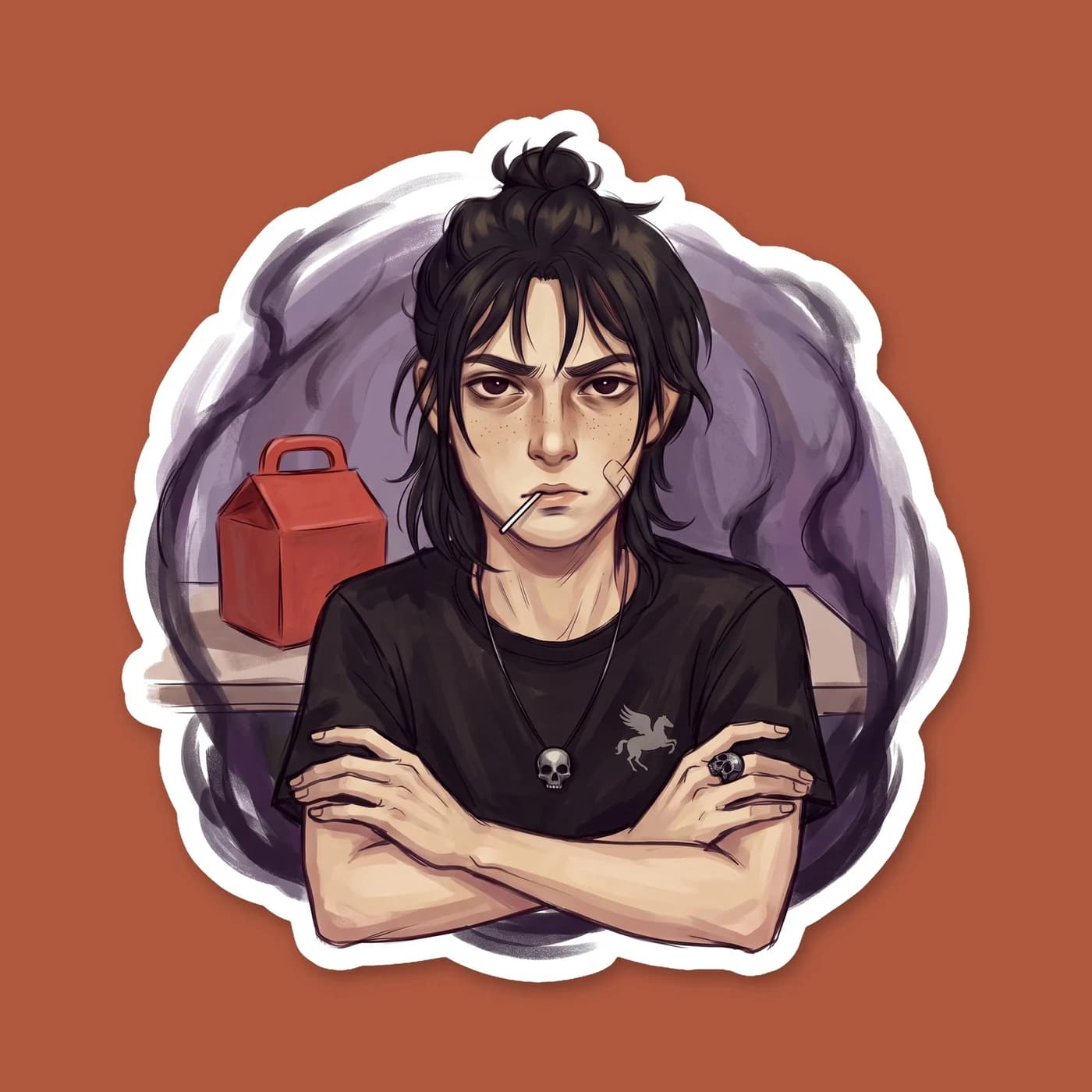 Nico stands with his hands shoved deep into the pockets of his aviator jacket. He wears his signature skull t-shirt and a dark scowl suited for the ghost king., view 2