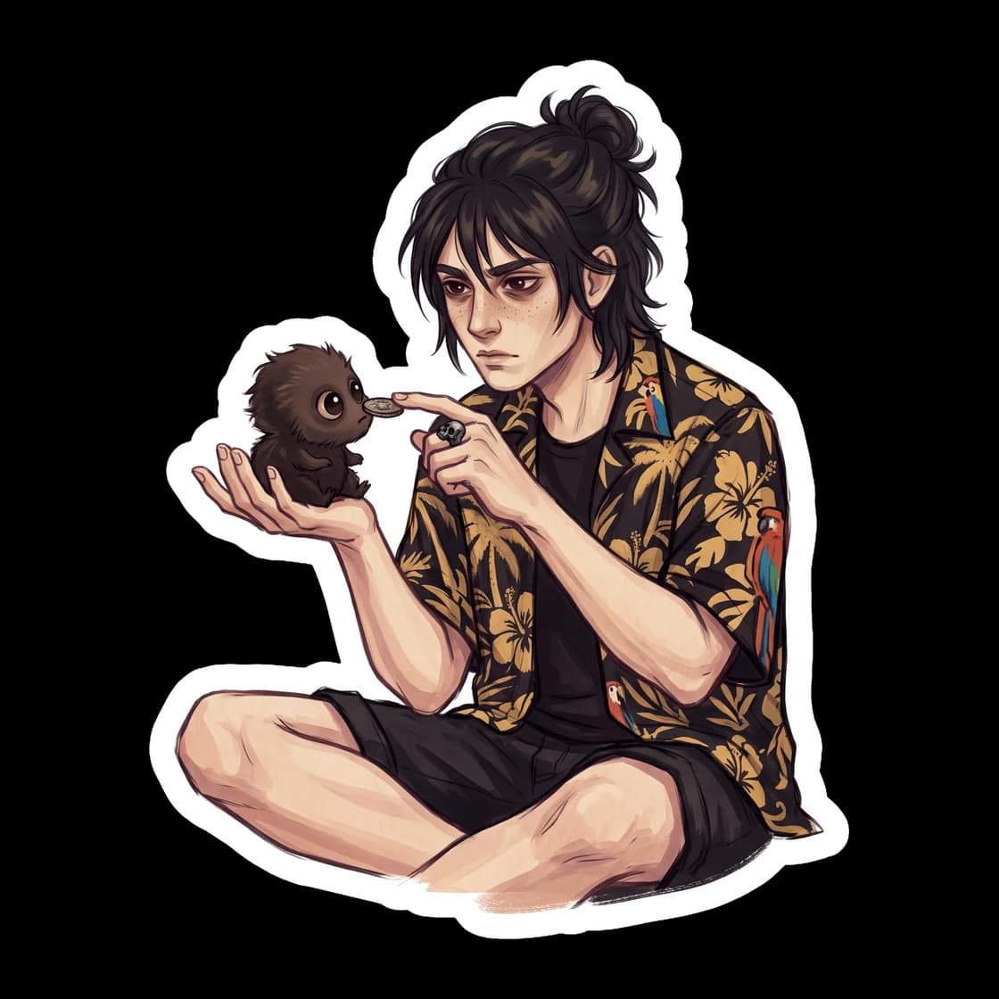 Nico sips from a steaming mug of hot chocolate to recover his strength after shadow traveling. The steam curls upward into faint shapes of skeletal mice.