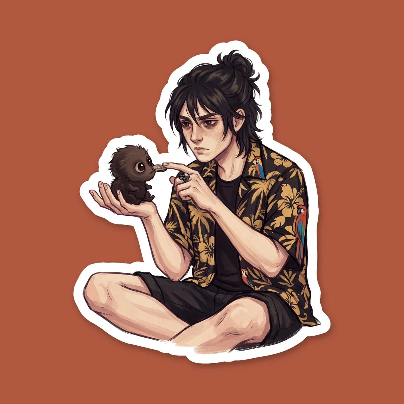Nico sips from a steaming mug of hot chocolate to recover his strength after shadow traveling. The steam curls upward into faint shapes of skeletal mice., view 2