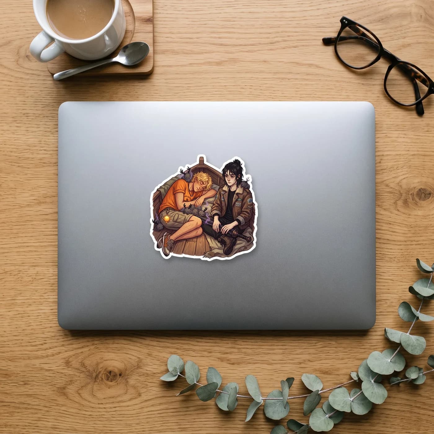 A massive hellhound rests its heavy head on Will's lap while Nico watches with a fond smile. The fearsome underworld monster is reduced to an overgrown puppy sleeping peacefully, blending the dark ele, view 3
