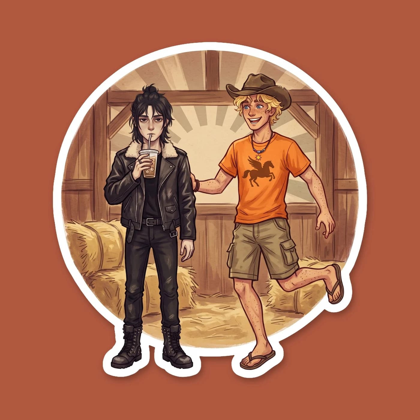 Will leaning into his southern roots, complete with a worn cowboy hat, boots, and an acoustic guitar. A cozy design highlighting the Apollo counselor tuning his strings by the campfire., view 2