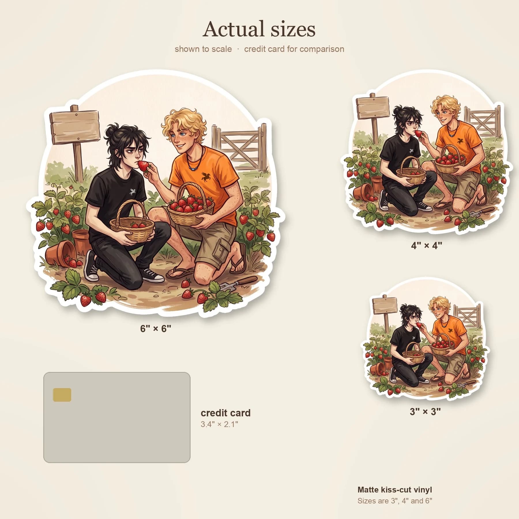Will and Nico serving out a minor punishment by picking fruit in the camp strawberry fields, hands stained red. A slice of daily camp life showing that even chores are better when they are done togeth, view 4