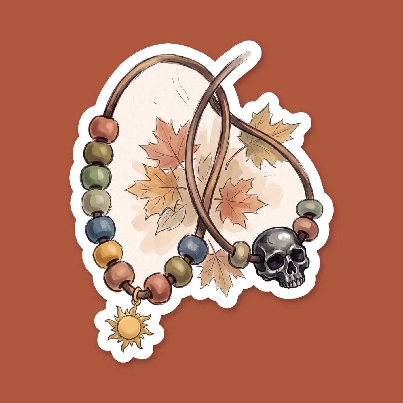 Two leather camp necklaces rest together, their painted clay beads tangled in a gentle knot. It symbolizes the intertwining of their paths at camp, bringing together a history of quests and a shared h, view 2