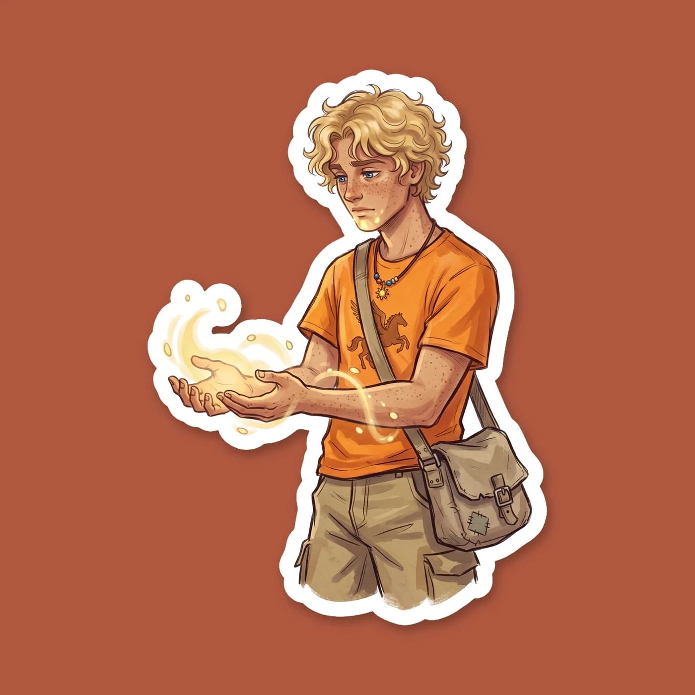 This sticker features Will channeling his divine healing abilities, his hands glowing with the warm, golden light of his father. It reflects his dedication as head counselor and his vital role in keep, view 2