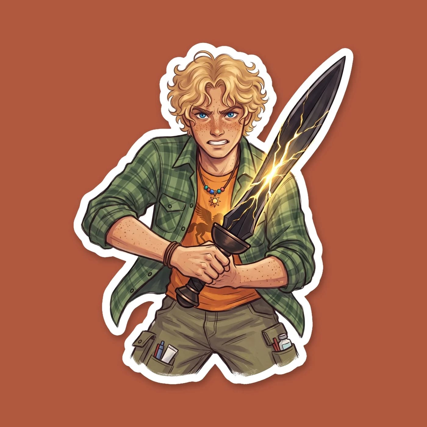 Will holds a sun-forged blade that glows with the fierce heat of Apollo, standing ready to defend his friends. This art highlights the rare but striking moments when the gentle healer steps up to the , view 2