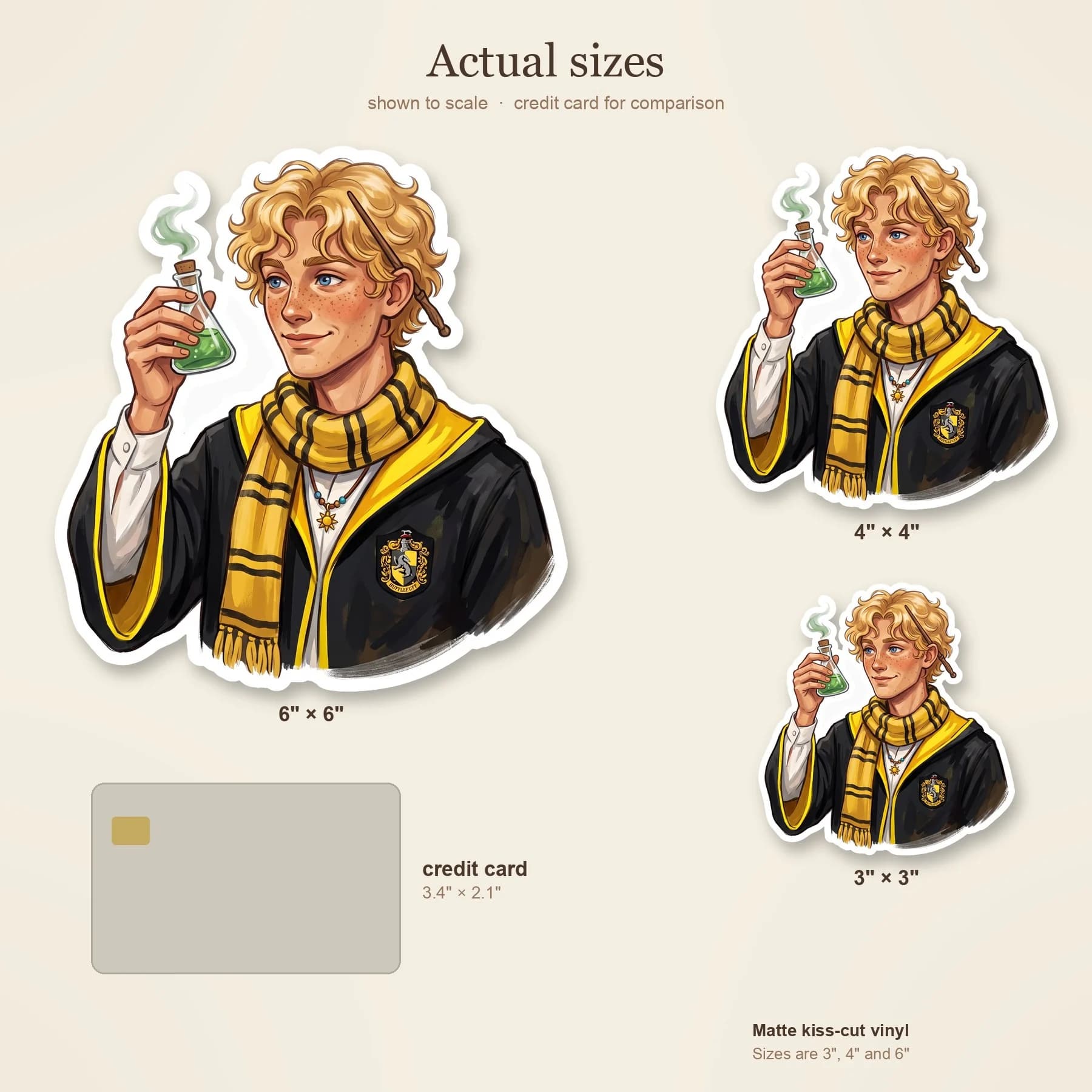 Will sports a chunky yellow and black striped scarf, fully embracing the loyal and hardworking traits of a certain badger house. This crossover design is perfect for fans who know exactly where the co, view 4